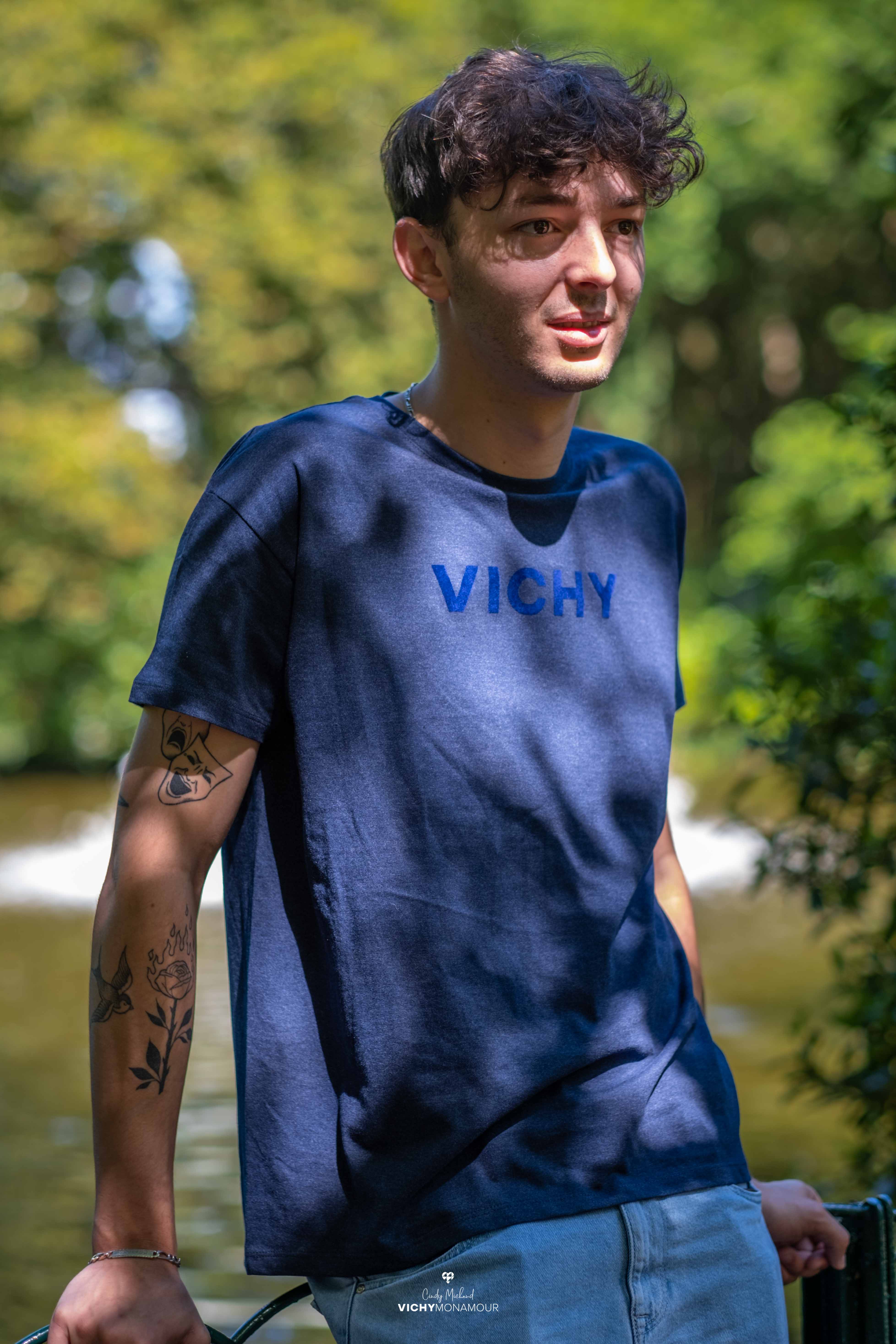 T-shirt HOMME - Bleu Chiné &quot;Vichy&quot;
