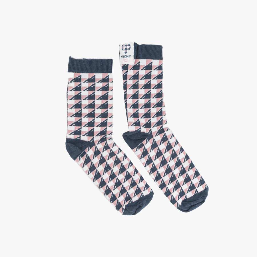 Chaussettes carreaux rose